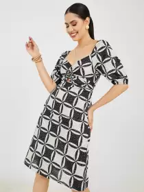 Printed Fit & Flare Dress