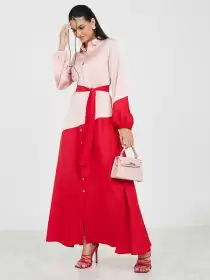 Colourblocked Shirt Maxi Dress