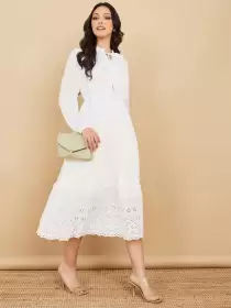 A-Line Midi Puff Sleeve Dress