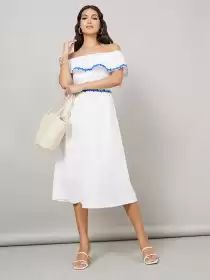 Fit & Flare Midi Off-Shoulder Dress