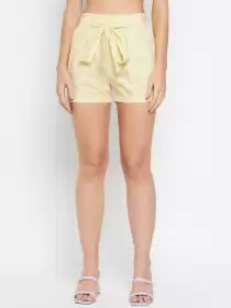 Women Mid Rise Cotton Shorts