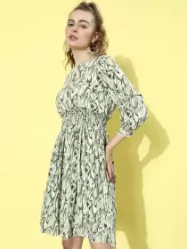 Print Georgette Fit & Flare Dress