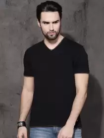 Pure Cotton T-shirt with Contrast Raw Edge