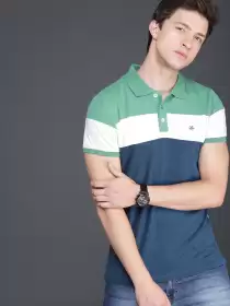 Colourblocked Polo Pure Cotton T-shirt