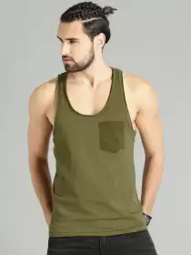 Time Travlr Sleveless Pure Cotton T-shirt