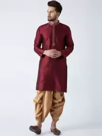 Men Self Design Kurta with Dhoti Pants