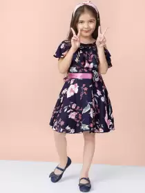 Girls Printed Fit and Flare Dress