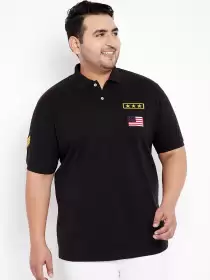 Plus Size Men Solid Polo Collar Pure Cotton T-shirt