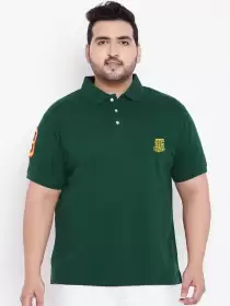 Plus Size Solid Polo Collar Pure Cotton T-shirt