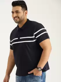 Plus Size Men Solid Polo T-shirt