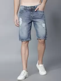 Men Slim Fit Denim Shorts