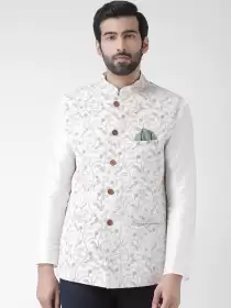 Men Printed Pure Cotton Nehru Jacket
