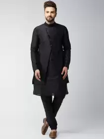 Men Self Design Kurta with Churidar