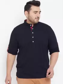 Plus Size Solid Henley Neck Pure Cotton T-shirt