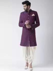 Men Woven Design Sherwani Set
