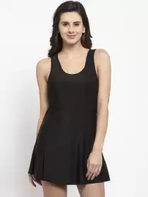Women Solid Swimwear with Attached shorts