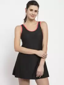Women Solid Swimwear with Attached shorts
