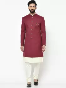 Men Solid Sherwani Set