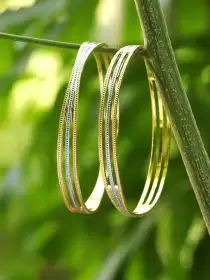 Women Set of 2 24 CT Gold-Plated Handcrafted Bangles