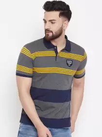 Striped Polo Collar T-shirt