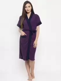 Women Colourblocked Bath Robe