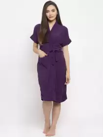 Women Solid Bath Robe - image 3
