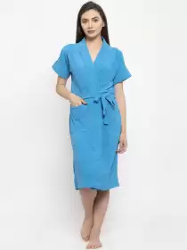 Women Solid Bath Robe