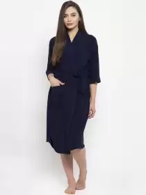 Women Solid Bath Robe
