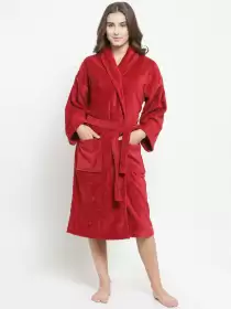 Women Solid Comfort Large Bath Robe