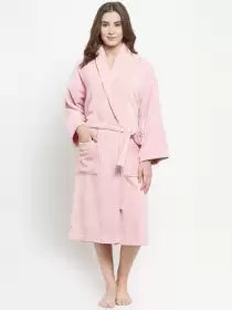 Women Solid Bath Robe