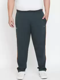 Plus Size Men Solid Straight-Fit Track Pants