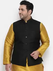 Men Woven Design Nehru Jacket