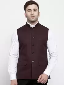 Men Solid Satin Nehru Jacket