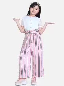 Girls Striped Basic Jumpsuit