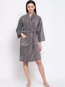 Women Solid Bathrobe