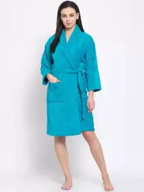 Women Solid Bath Robe