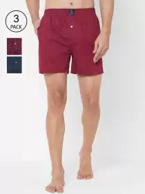 Men Pack Of 3 Printed Pure Cotton Boxers