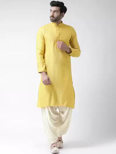 Men Self Design Kurta with Patiala - image 2
