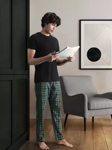 Men Checked Lounge Pants - image 2