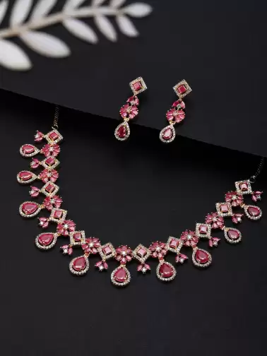 Women Gold-Plated Studded Jewellery Set - image 2