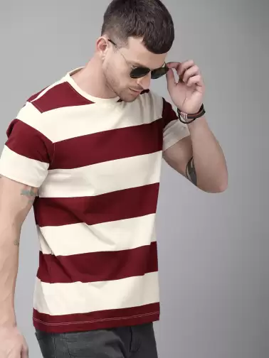 Striped Round Neck Pure Cotton T-shirt - image 2