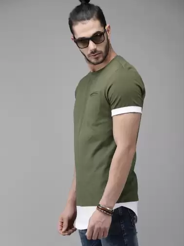 Self Design Round Neck Pure Cotton T-shirt - image 2