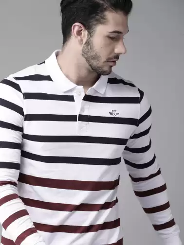 Striped Polo Collar T-shirt - image 2