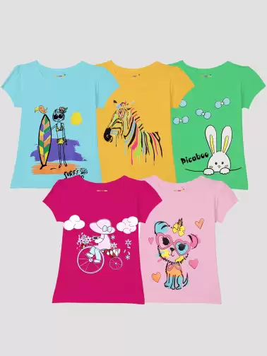 Girls Pack of 5 T-shirts - image 2