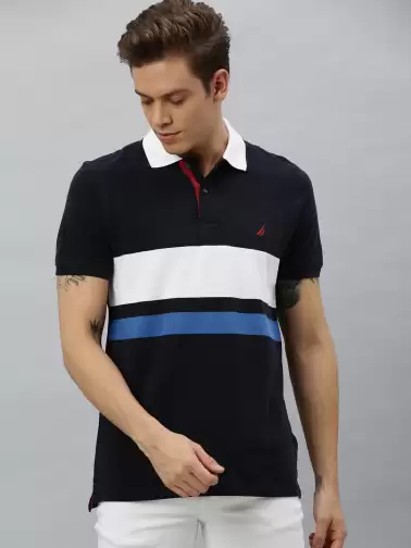 Men Colourblocked Polo T-shirt - image 2