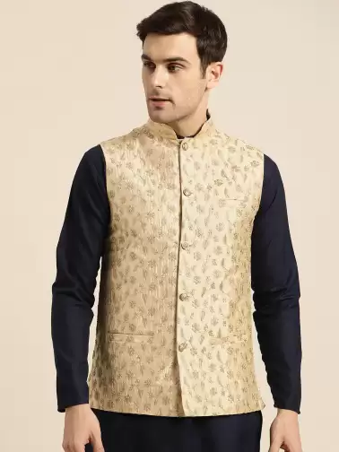 Men Embroidered Nehru Jacket - image 2