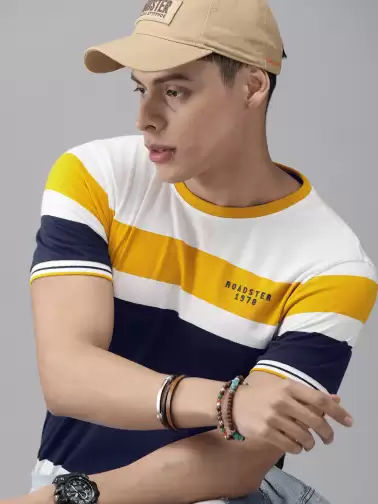 Colourblocked Round Neck Pure Cotton T-shirt - image 2