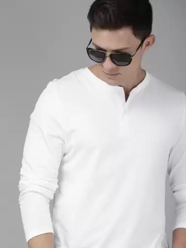 Solid Henley Neck T-shirt - image 2