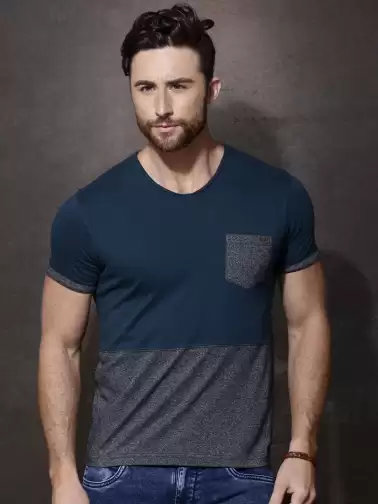 Colourblocked Contrast Pocket T-shirt