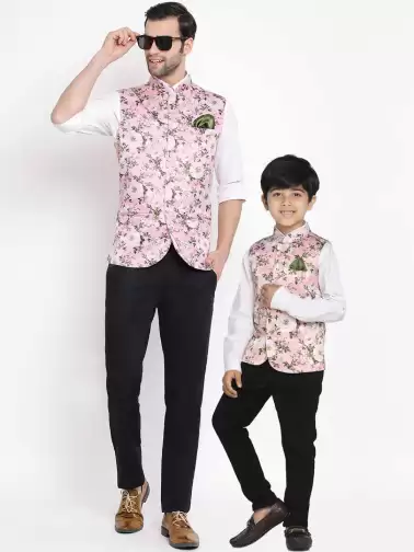 Men Floral Printed Nehru Jacket - image 2